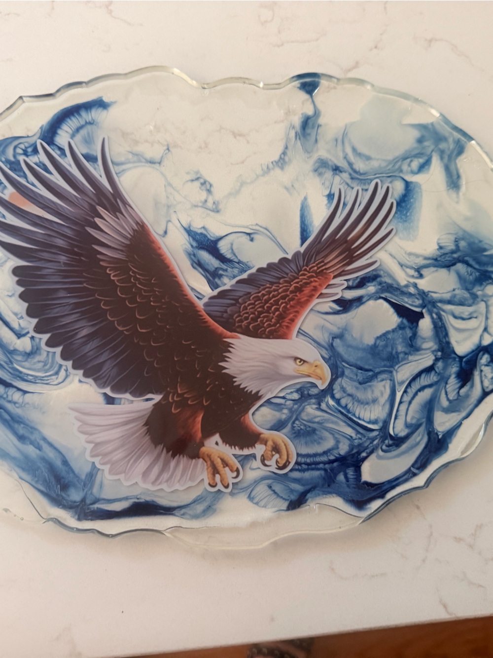 Eagle Decorative Tray - Blue Marble Accent